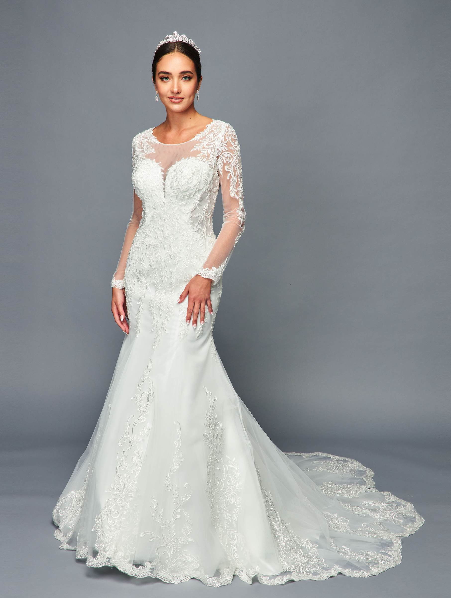 DeKlaire Bridal 470 Long Sleeve Mermaid Wedding Gown