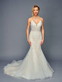DeKlaire Bridal 472 Spaghetti Straps V-Neckline Mermaid Court Train Wedding Dress