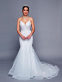 DeKlaire Bridal 472 Spaghetti Straps V-Neckline Mermaid Court Train Wedding Dress