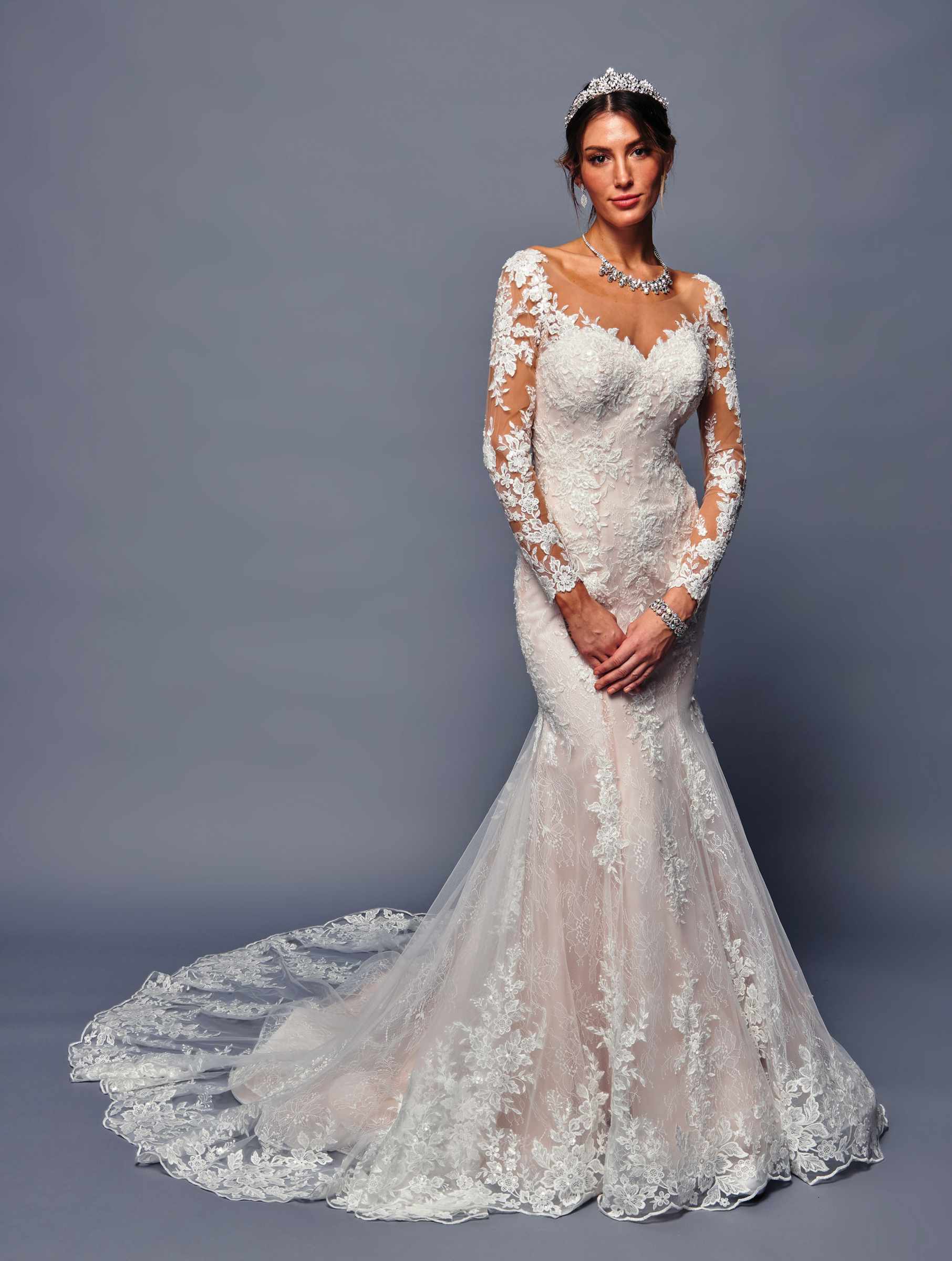 Deklaire Bridal 483 Long Sleeve Trumpet Wedding Gown