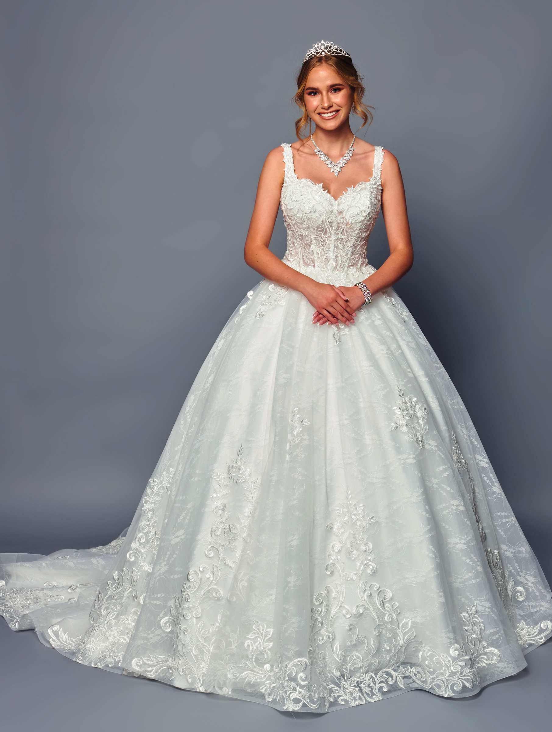 DeKlaire Bridal 489 Wedding Dress V-Neck A-Line Ball Gown