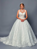 DeKlaire Bridal 489 Wedding Dress V-Neck A-Line Ball Gown