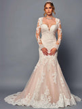 DeKlaire Bridal 491 Wedding Dress Trumpet Queen Anne Neckline