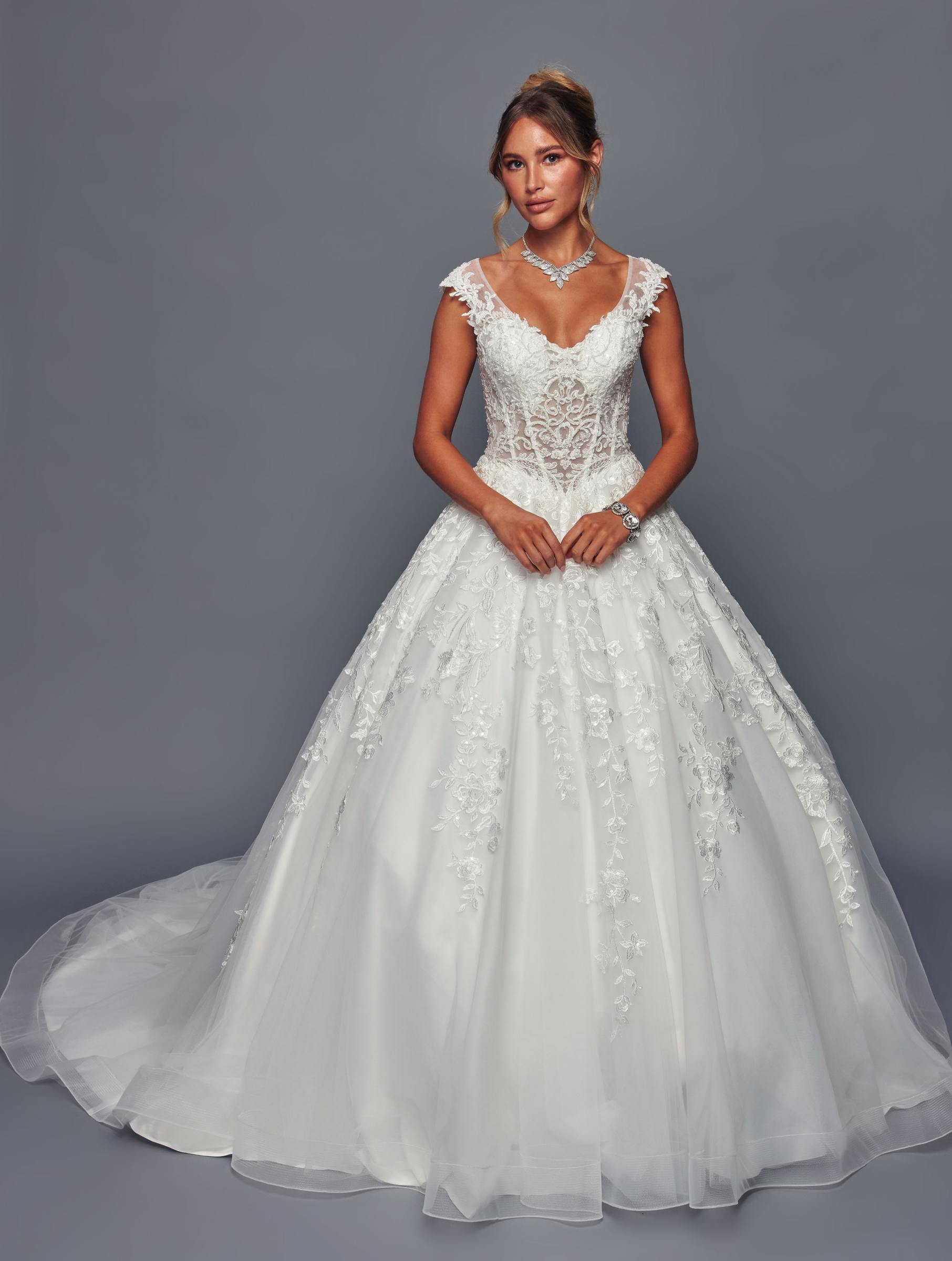 Deklaire Bridal 497 Poofy A-Line Ballgown Wedding Gown Chapel Train