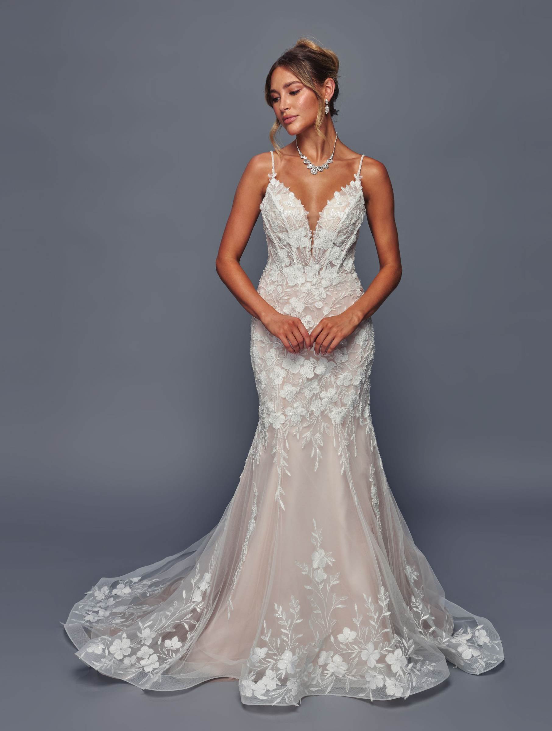 Deklaire Bridal 498 Fitted Trumpet Skirt Wedding Gown Court Train