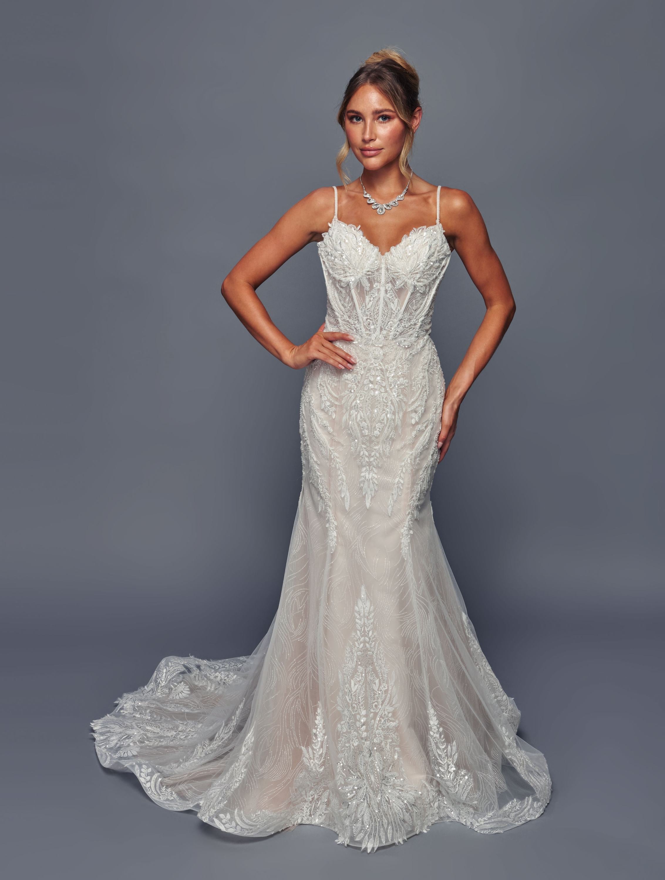 Deklaire Bridal 499 Fitted Trumpet Skirt Wedding Gown Court Train