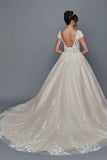 Deklaire Bridal 506 Illusion Boat Neckline Cap Sleeve Ballgown Wedding Dress