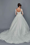 Deklaire Bridal 507 Illusion Boat Neckline Long Sleeve Wedding Ball Gown