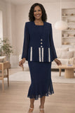 Hosanna 5267 Plus Size 3 Piece Set Black Ankle Length Dress