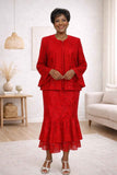 CLEARANCE - Hosanna 5514 Plus Size 3 Piece Set Red Dress (Size XL)