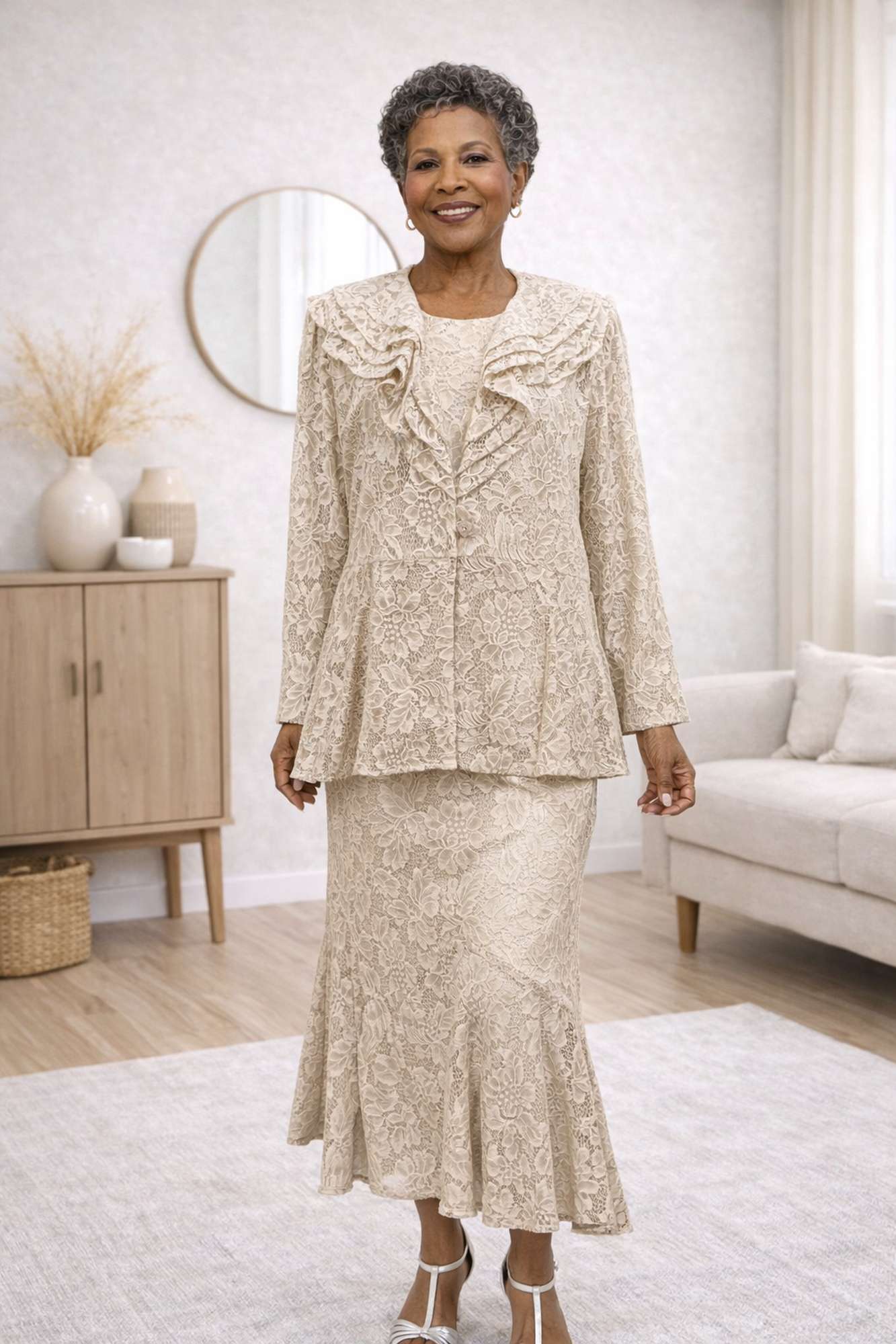 Hosanna Design 5520 Modest 3-Piece Tea Length Dress Set