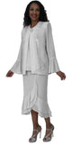 Hosanna 5524 Plus Size 3-Piece Set Tea Length Dress - white