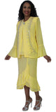 Hosanna 5524 Plus Size 3-Piece Set Tea Length Dress - yellow