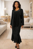 Hosanna Design 5536 Modest 3-Piece Set Tea Length Chiffon Dress