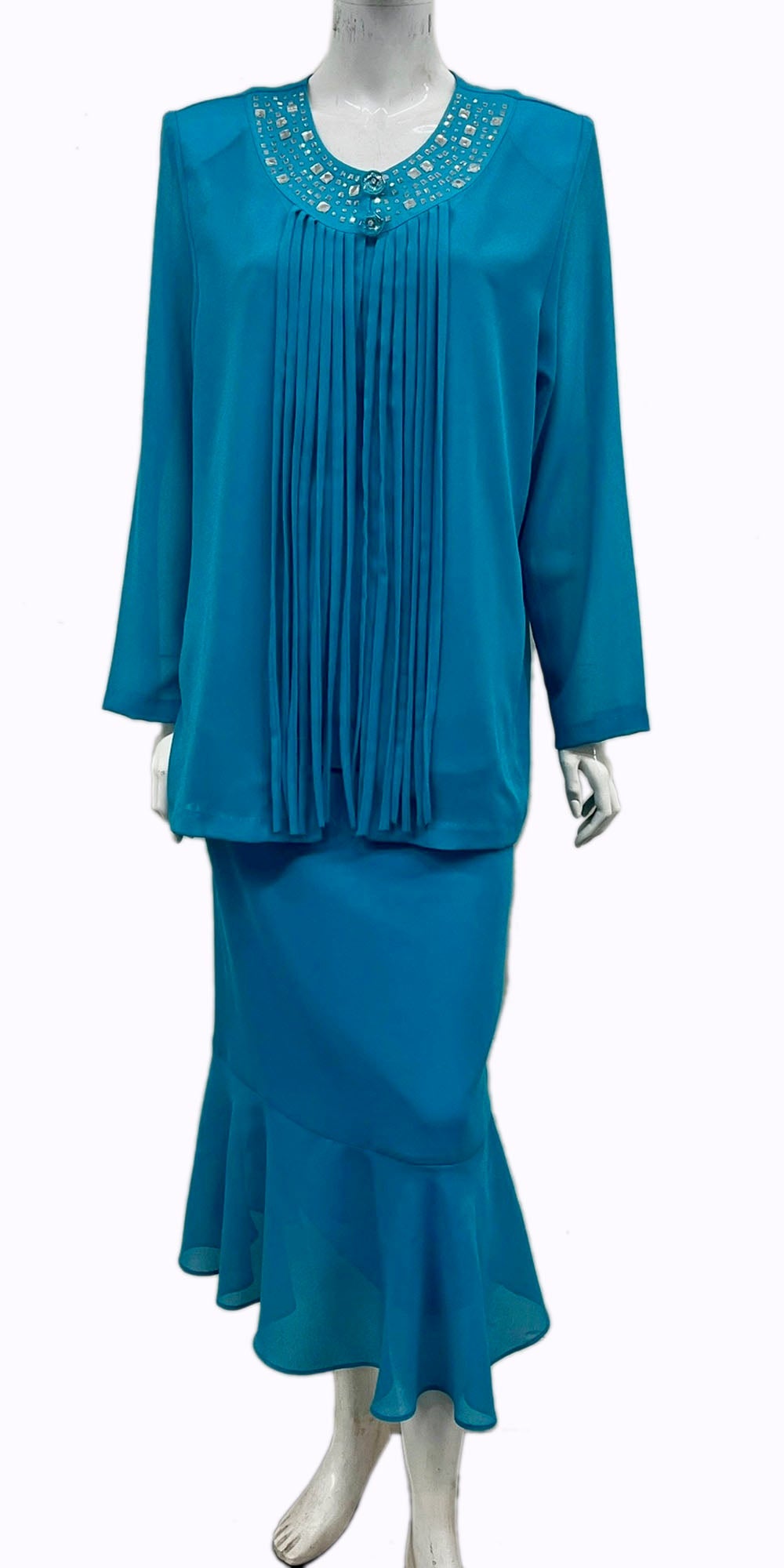 Hosanna Design 5536 Modest 3-Piece Set Tea Length Chiffon Dress