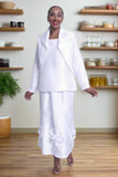 Hosanna 5546 Modest White 3-Piece Set Ankle Length Dress