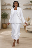 Hosanna 5546 Modest White 3-Piece Set Ankle Length Dress