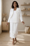 Hosanna 5546 Modest White 3-Piece Set Ankle Length Dress