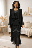 Hosanna Design 5552 Modest Outfit 3-Piece Set Tea Length Dress
