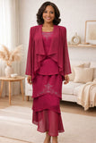 Hosanna Design 5552 Modest Outfit 3-Piece Set Tea Length Dress