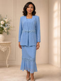 Hosanna 5578 Modest 3-Piece Set Ankle Length Chiffon Dress