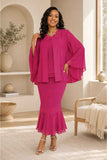 Hosanna 5579 Floral Appliqué Jacket Dress with Flutter Sleeves