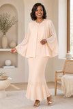 Hosanna 5579 Floral Appliqué Jacket Dress with Flutter Sleeves