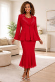 Hosanna 5606 Modest Outfit 3-Piece Outfit Tea Length Dress