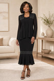 Hosanna 5617 Modest Outfit 3-Piece Outfit Tea Length Dress