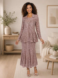 Hosanna 5618 Plus Size 3-Piece Set Tea Length Dress
