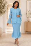 Hosanna 5620 Embellished 3-Piece Formal Church Suit with Sheer Bell Sleeves