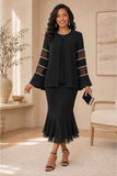 Hosanna 5620 Embellished 3-Piece Formal Church Suit with Sheer Bell Sleeves