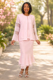 Hosanna 5620 Embellished 3-Piece Formal Church Suit with Sheer Bell Sleeves