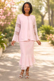 Hosanna 5620 Embellished 3-Piece Formal Church Suit with Sheer Bell Sleeves