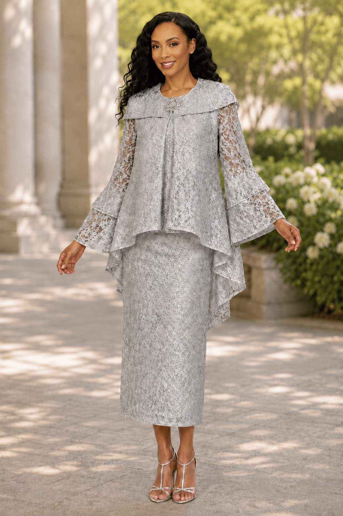 Hosanna 5625 Embellished Jacket Dress with Rhinestone Detail