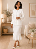 Hosanna 5627 Plus Size 3-Piece Set Tea Length Dress