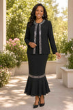 Hosanna 5628 Elegant 3-Piece Embellished Jacket & Skirt Church Outfit