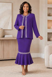 Hosanna 5628 Elegant 3-Piece Embellished Jacket & Skirt Church Outfit