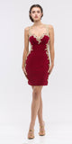 Appliqued Sweetheart Neckline Bodycon Short Prom Dress Burgundy