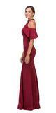 Cold Shoulder High Neckline Mermaid Prom Gown Burgundy