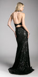 Cinderella Divine 62495 Halter Lace Up Bodice Sequins Gown Open Back
