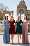 Celavie 6320-L Short Sleeves Long A-Line Chiffon Dress Empire Waist