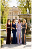 Celavie 6515-L Long Column Gown V-Neckline with Slit