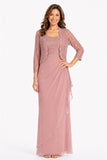 Celavie 6570-L Full Length Chiffon Lace Bodice Evening Dress with Bolero Jacket