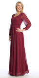 Celavie 6580-L Full-Length Long Sheer Sleeve Semi-Formal Gown