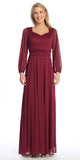 Celavie 6580-L Full-Length Long Sheer Sleeve Semi-Formal Gown
