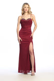 Celavie 6603-L Long Sweetheart Fitted Pleated Cowl Neck Glitter Gown
