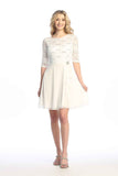Celavie 6635-S Short Lace Chiffon Dress with Ruffle Detail