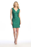 Celavie 6643-S Short Ruched Cocktail Dress with V-Neckline
