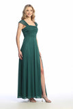 Celavie 6653-L Chiffon A-Line Formal Dress with Cap Sleeves